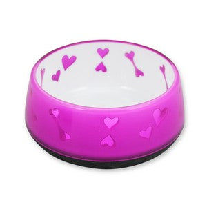 All For Paws Anti Slip Dog Bowl Pink Hearts Sid and Lola Natural Pet Shop